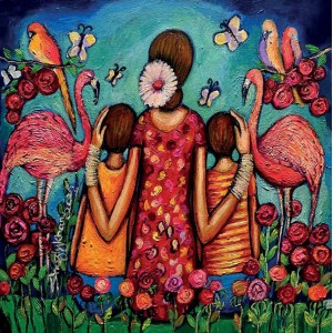 Shazly Khan, Pyar ki jhappi completes our world,  20 x 20 Inch, Acrylic on Canvas, Figurative Paintings, AC-SZK-132